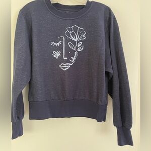Maeve Navy Blue Sweatshirt with Floral Design